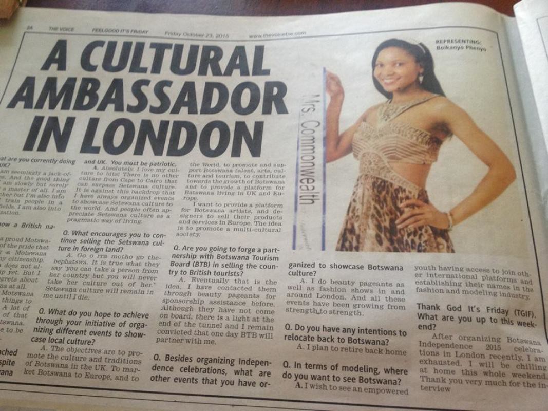 Cultural Ambassador in London - The Voice 2015-10-23