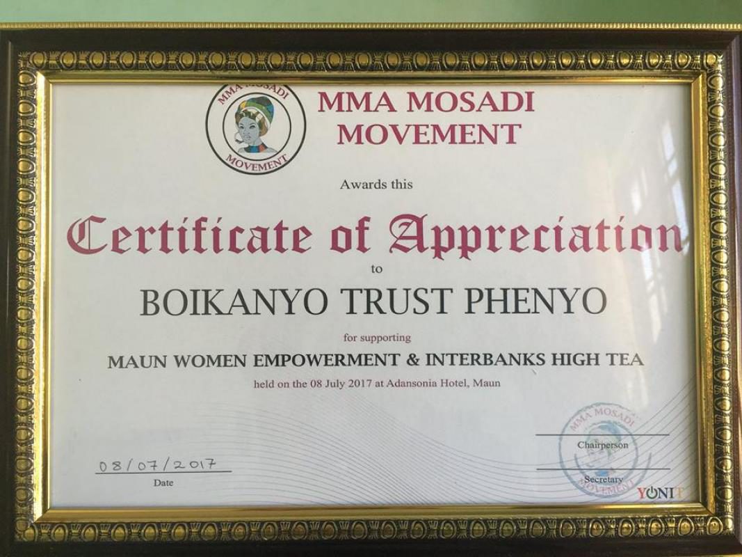 Mma Mosadi Movement - Maun Women Empowerment & Inter Banks High Tea Seminar - VIP guest of honour and special award.