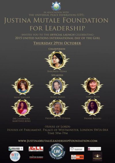 Official Launch of the Justina Mutale Foundation for Leadership at the House of Lords