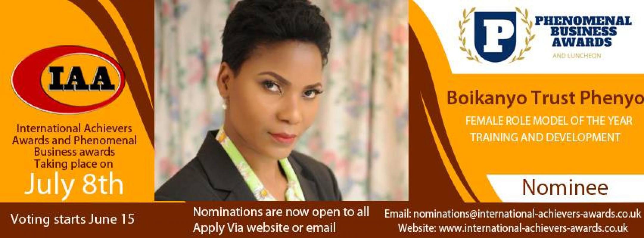 Nominee for Phenominal Business Awards 2017